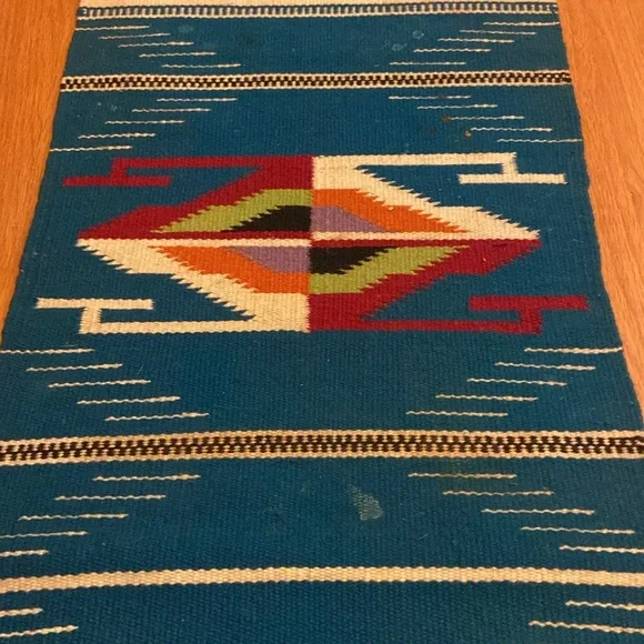 Otegas weaving shop runner Vintage blue purple orange red green white black (1)